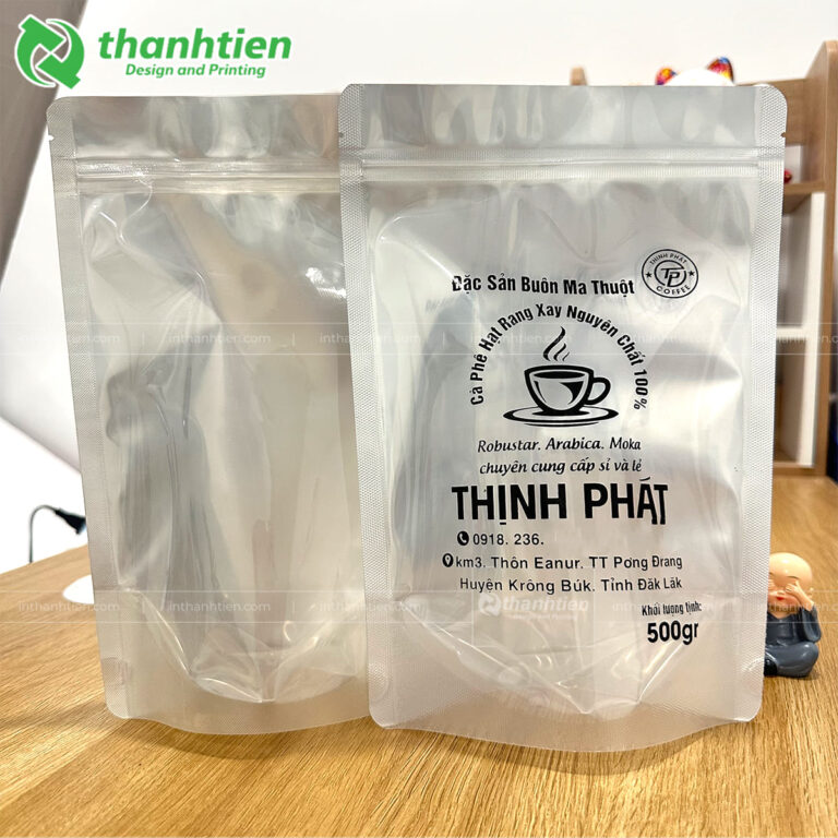 bao zip bạc 1 mặt trong đựng cafe