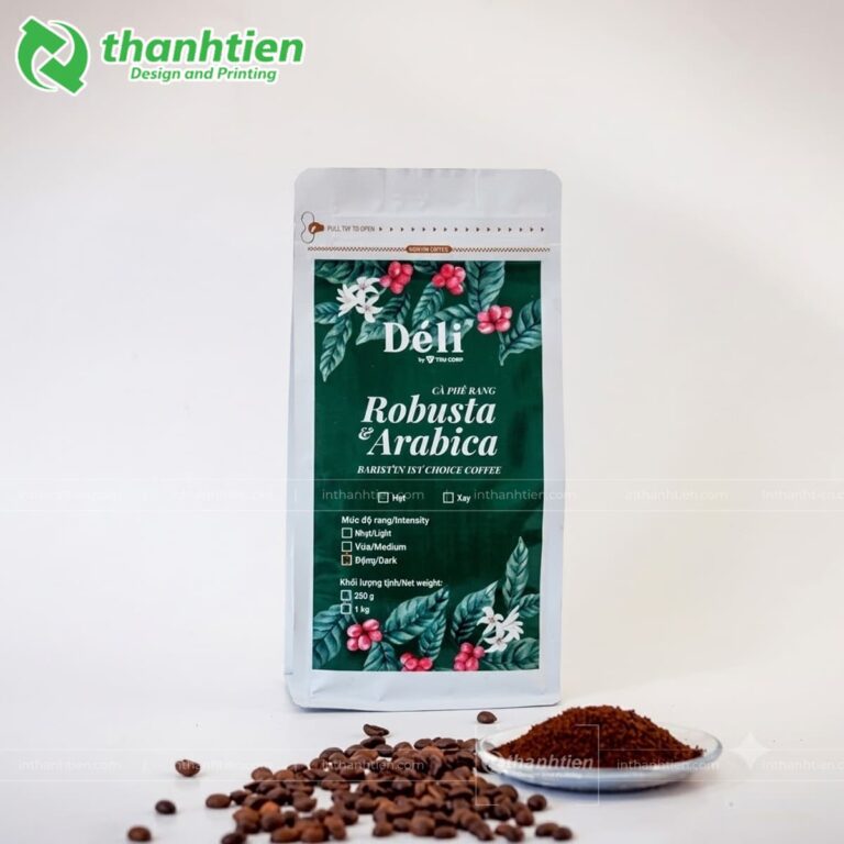 In ấn túi 8 cạnh đựng  cà phê