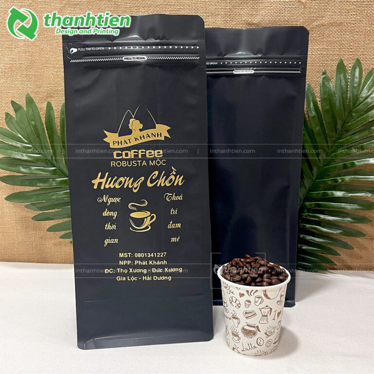 In túi 8 cạnh đựng cà phê