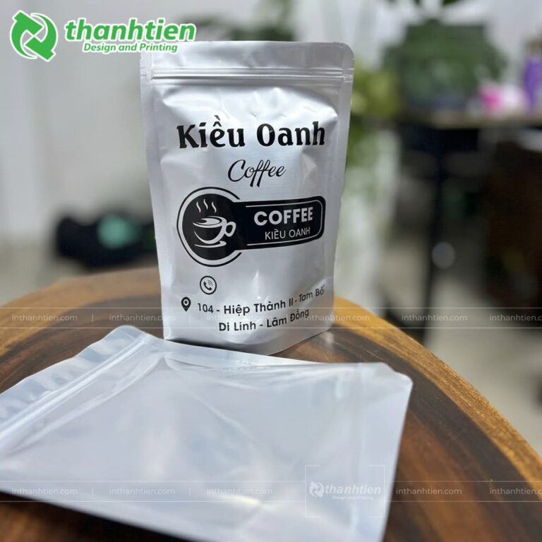 In túi zip 2 mặt bạc đựng cà phê