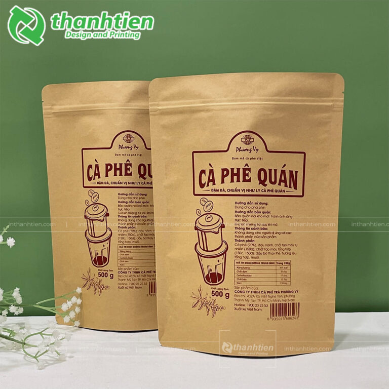 In túi zip giấy đựng cà phê