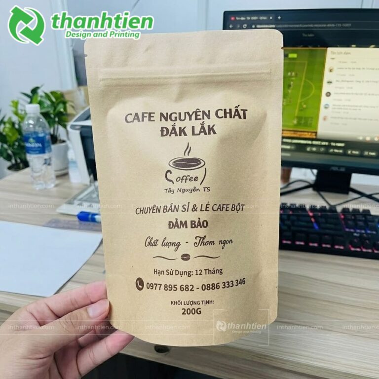In túi zipper giấy đựng cà phê