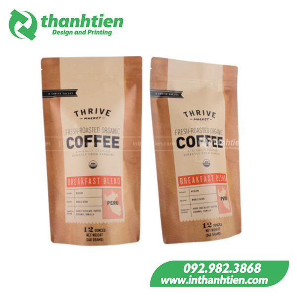 túi zip đựng coffee rang say