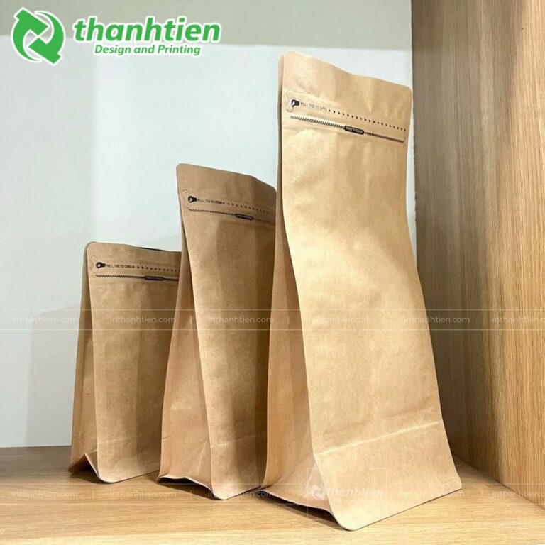 Túi 8 cạnh giấy gắn khóa zip nhật