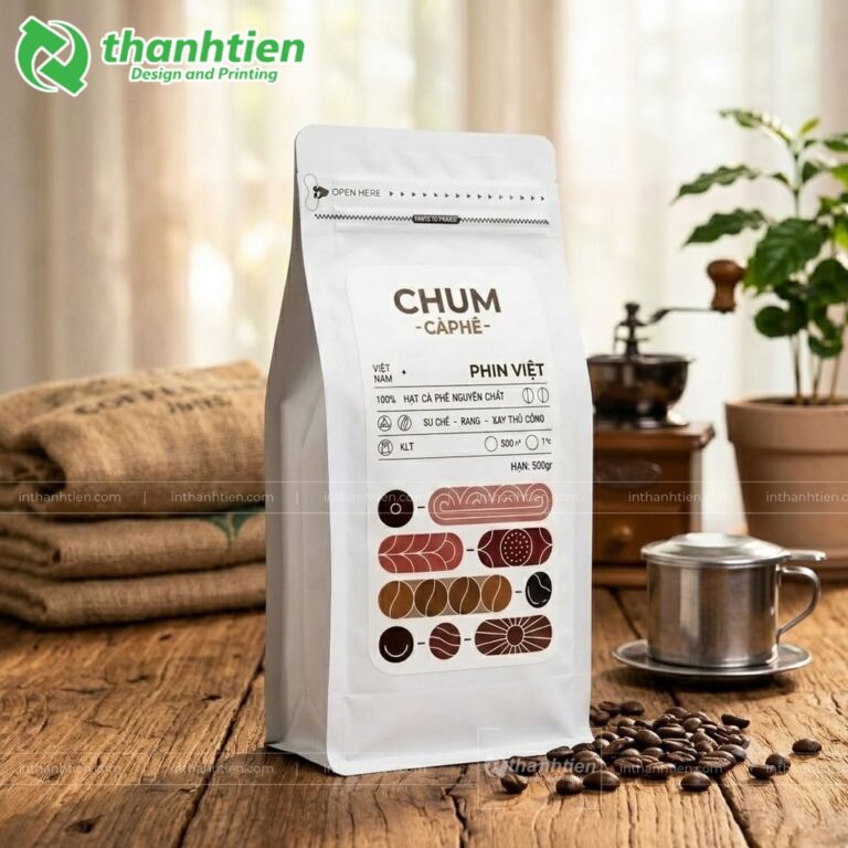 Túi bạc 8 cạnh đựng hạt cà phê