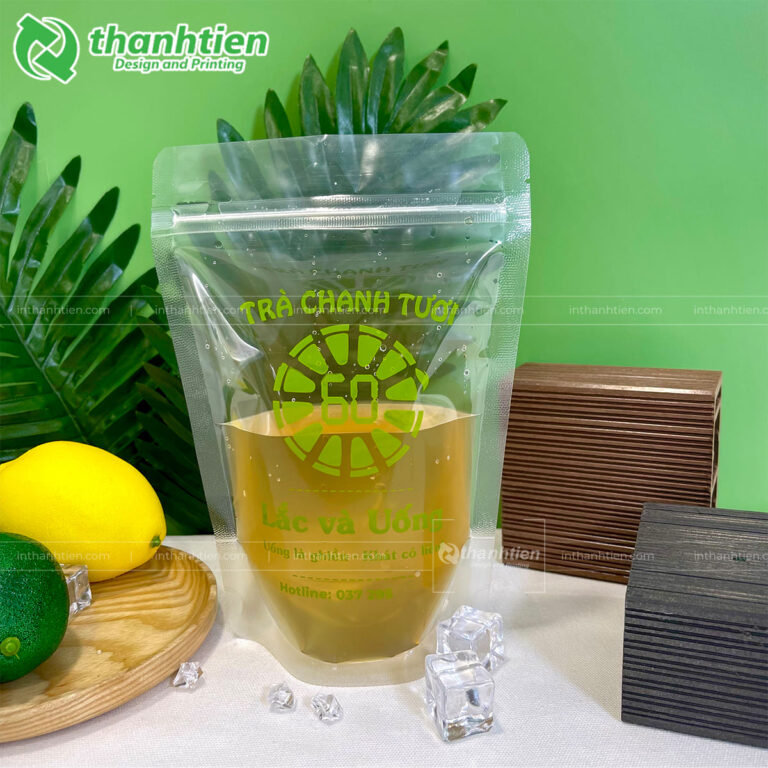 Túi zip đáy đứng trong suốt in logo