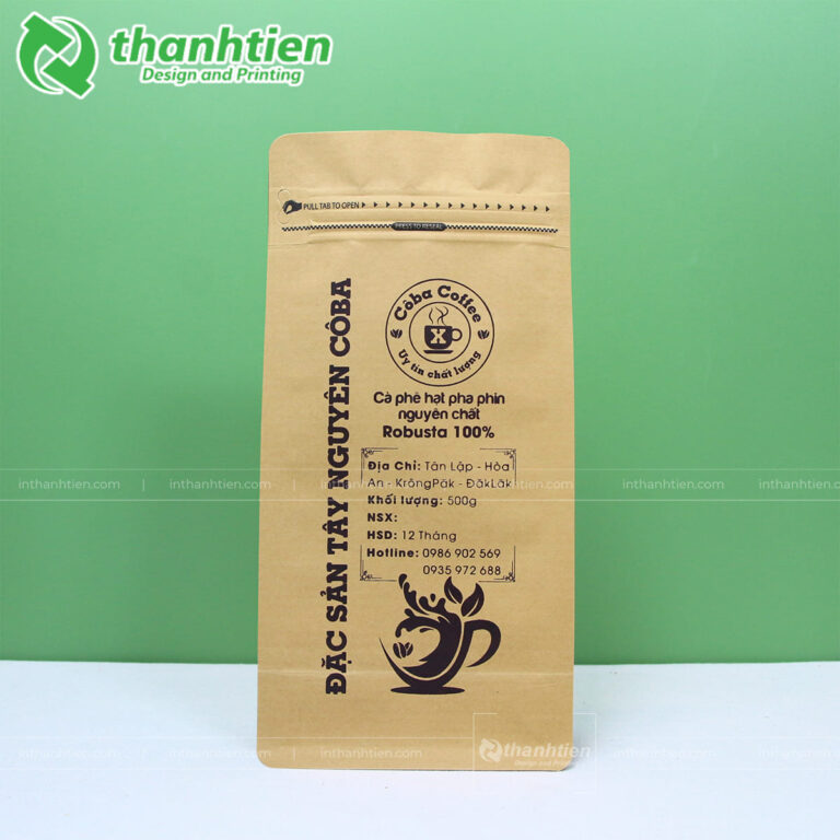 Túi giấy kraft 8 cạnh đựng cà phê