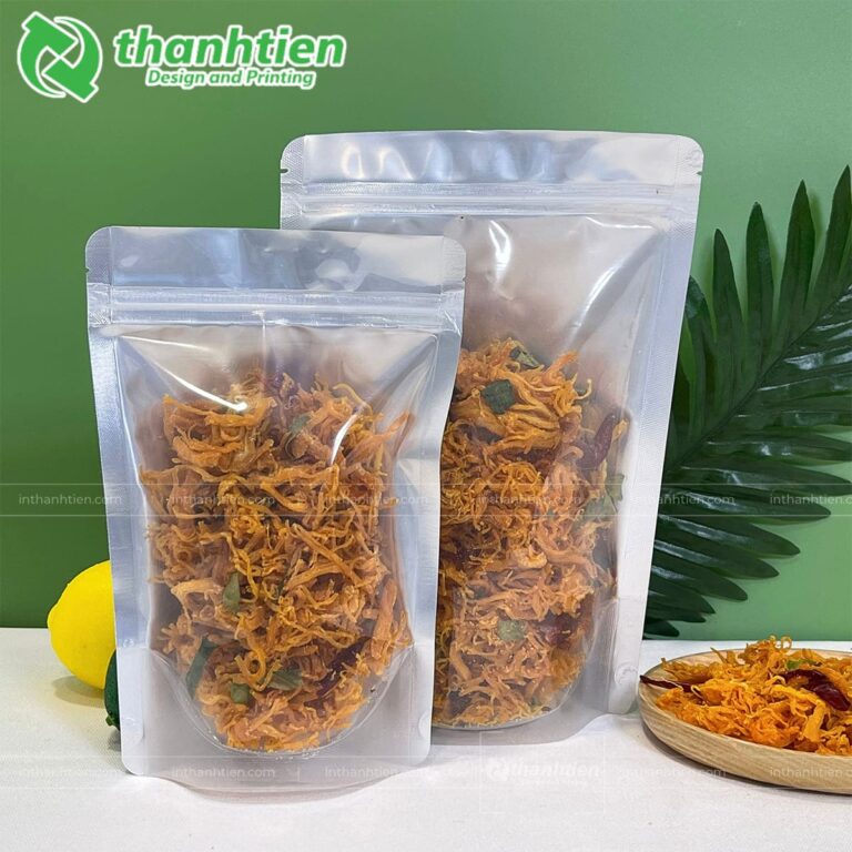 Túi zip 1 mặt bạc đựng khô gà