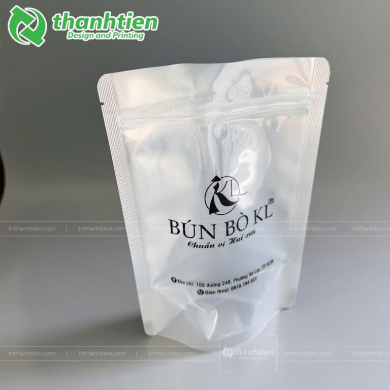 Túi zip 1 mặt bạc đựng nước bún bò