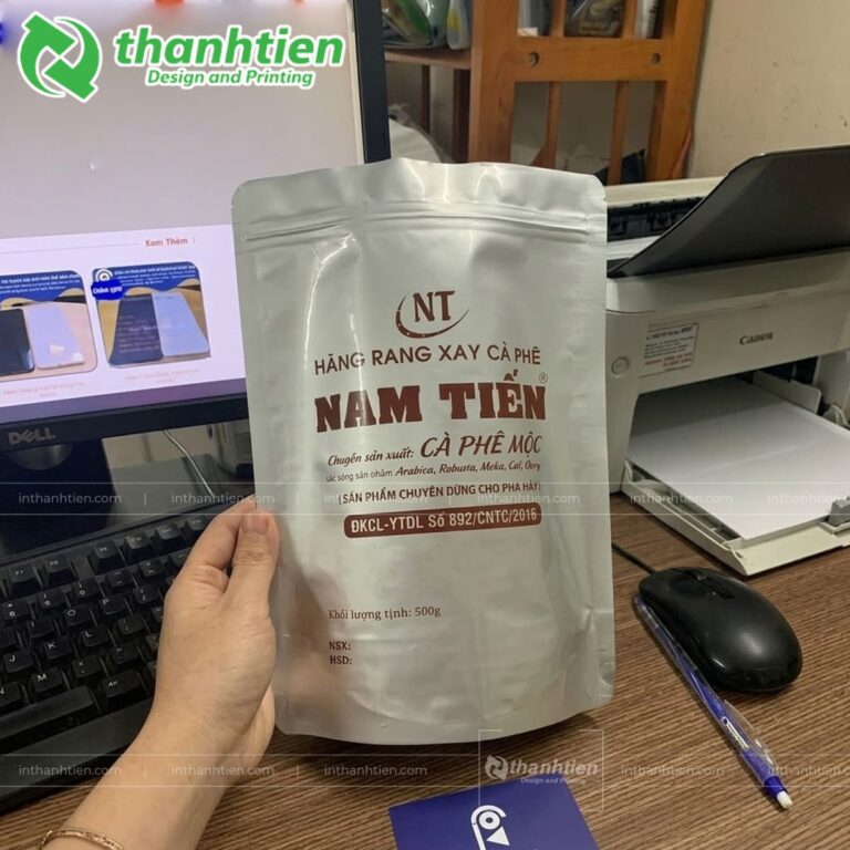 Túi zip 2 mặt bạc đựng cà phê đẹp