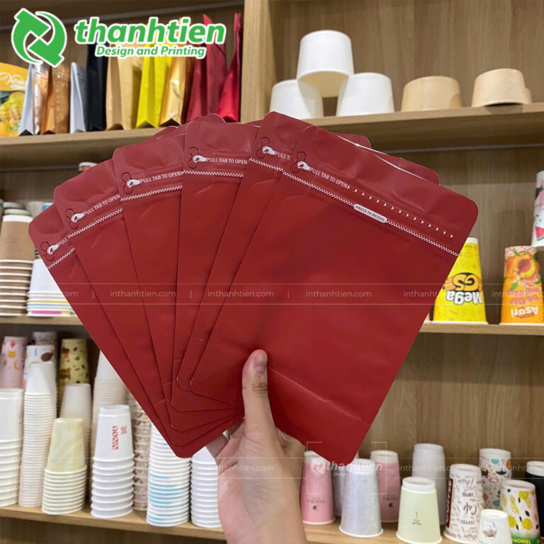Túi zip 8 cạnh màu đỏ