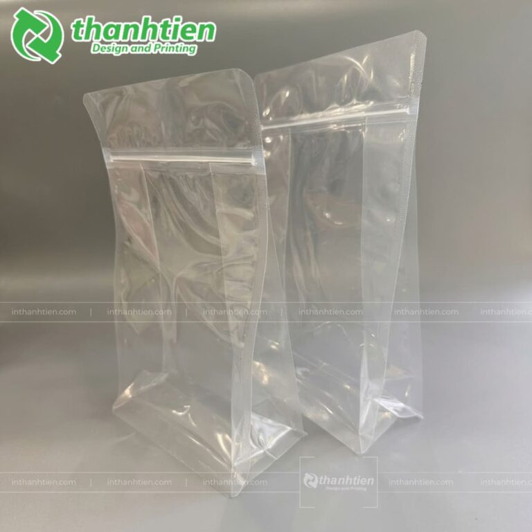 Túi zip 8 cạnh trong suốt đáy vuông đẹp