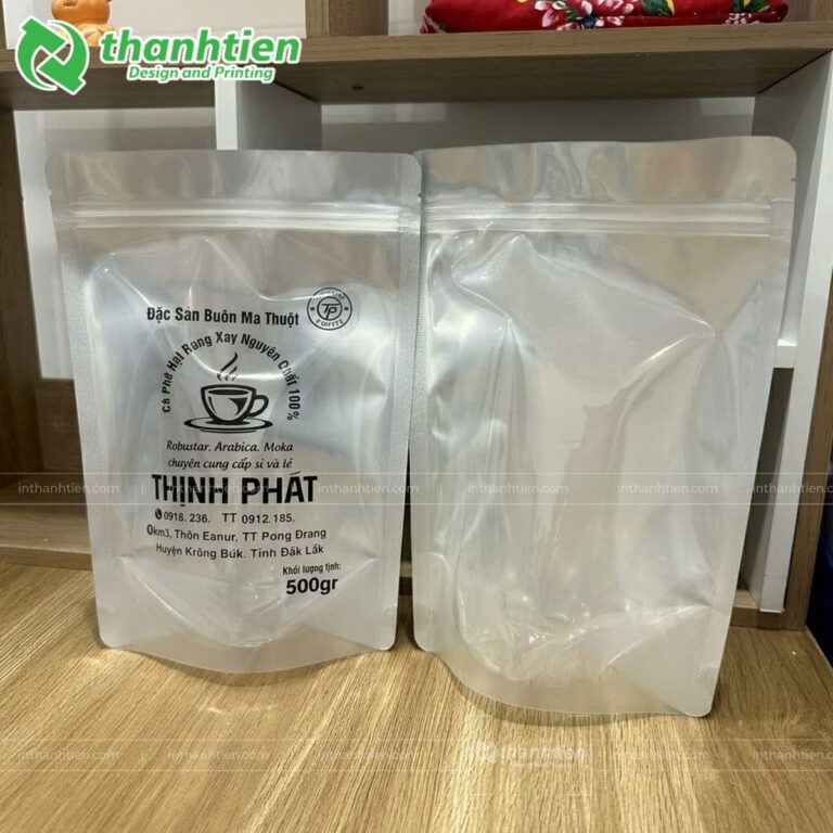 Túi zip bạc 1 mặt đựng cà phê