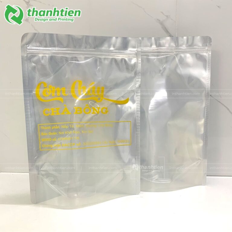 Túi zip bạc 1 mặt trong in logo