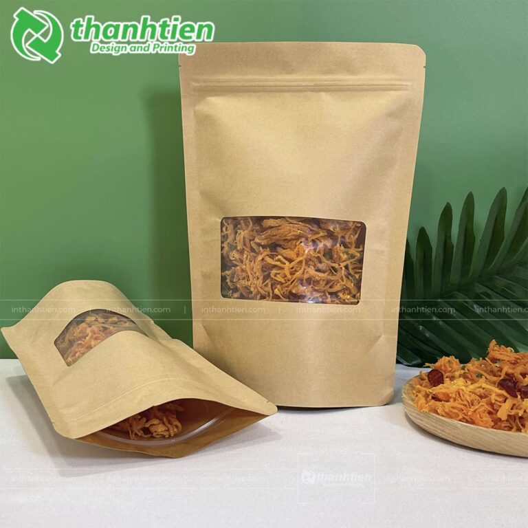 Túi zip cửa sổ tràn đựng khô gà