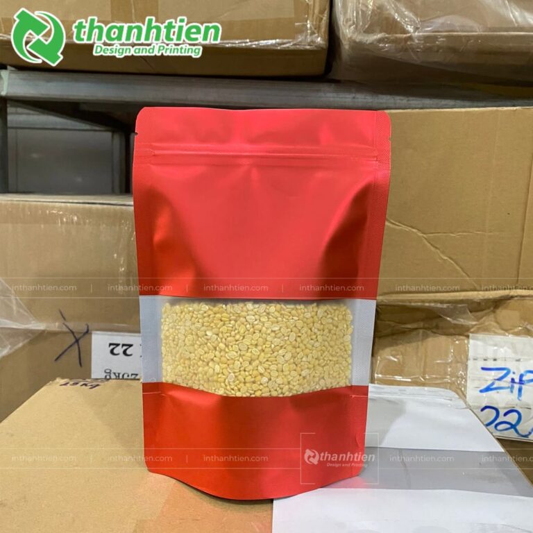 Túi zip đỏ có cửa sổ