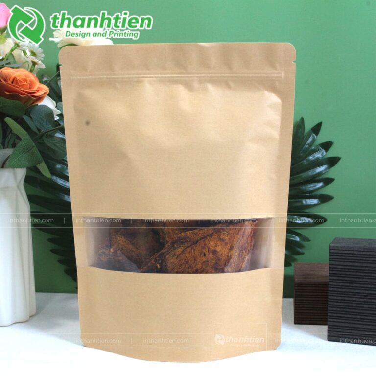 Túi zip giấy có cửa sổ đựng khô bò