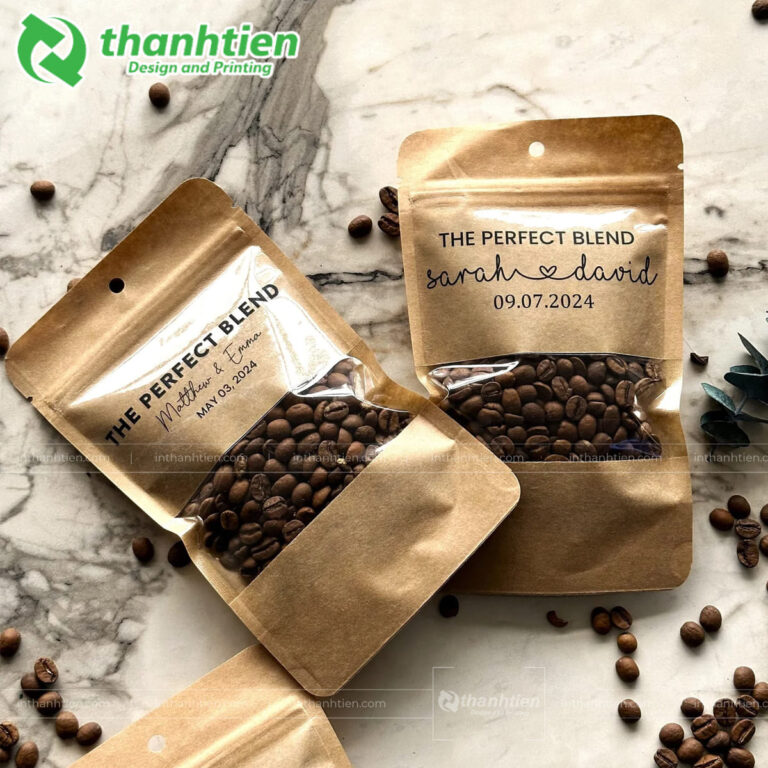 Túi zip giấy đựng cà phê cửa sổ tràn