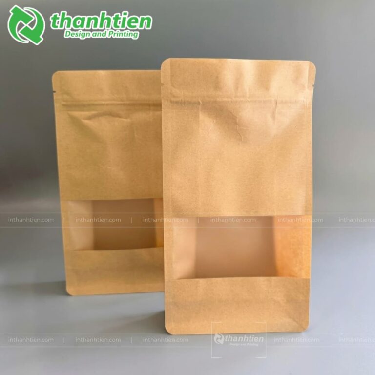 Túi zip giấy kraft 8 cạnh đục lỗ xoài