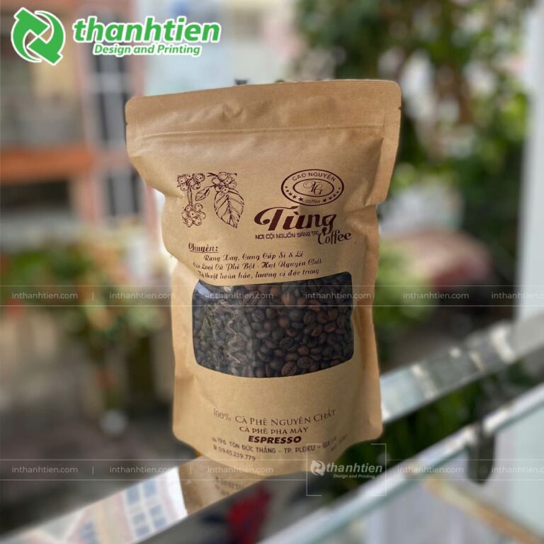 Túi zip kraft có cửa sổ đựng cà phê