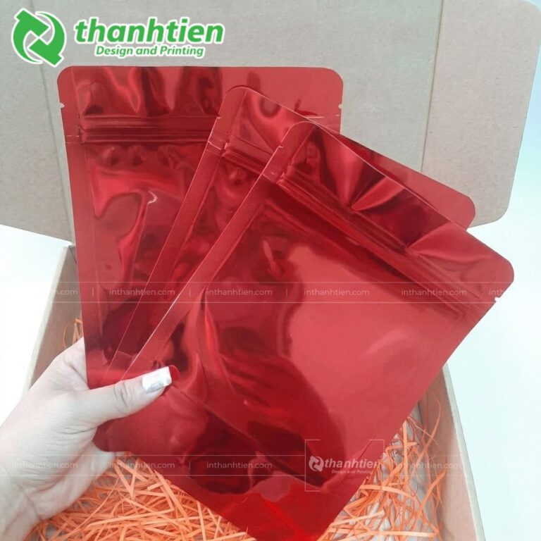 Túi zip màu đỏ 1 mặt trong