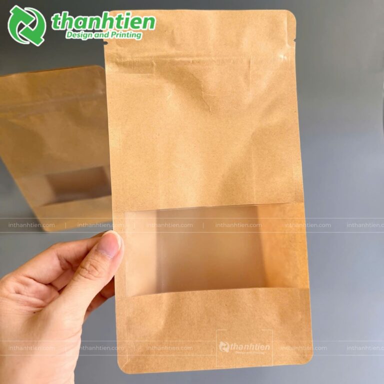 Túi zip màu nâu có cửa sổ