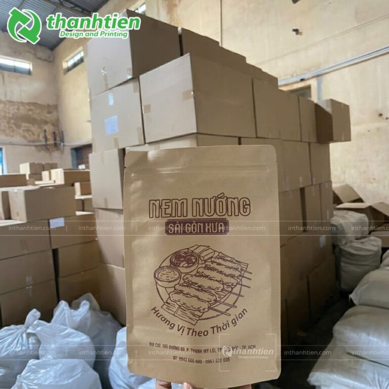 Túi zip nâu 2 mặt đựng nem nướng