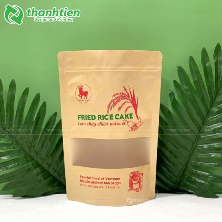 Túi zip nâu kraft đựng cơm cháy