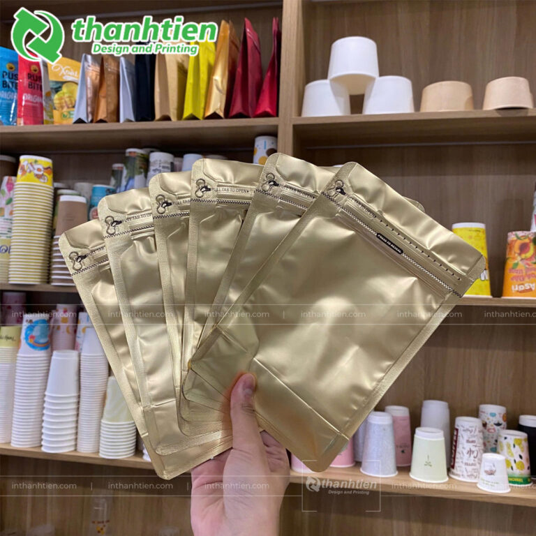 Túi zip nhôm 2 mặt nâu
