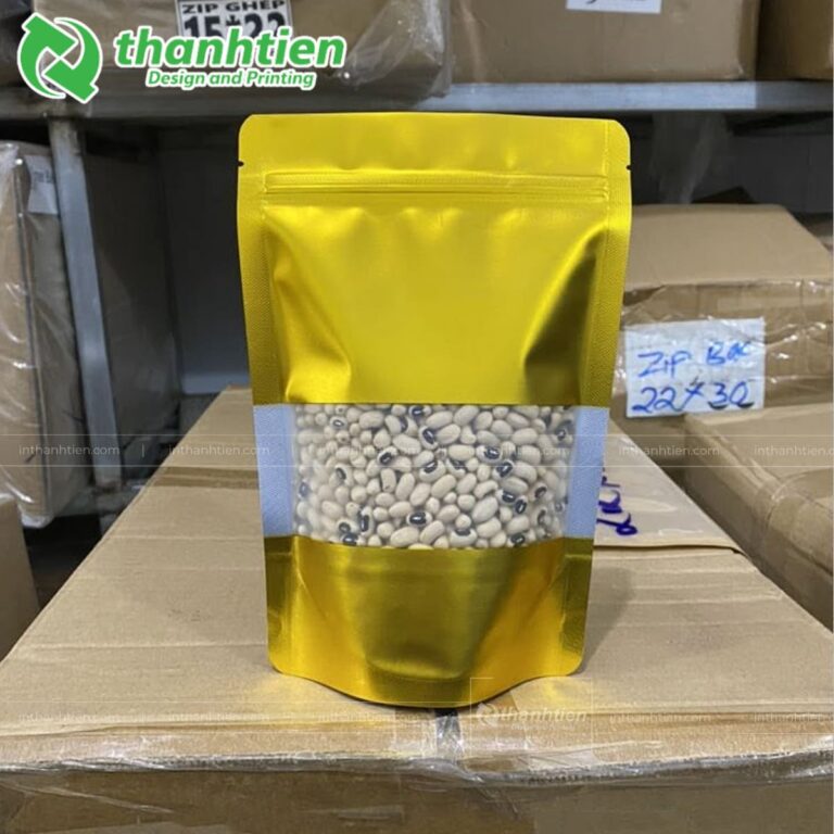 Túi zip vàng có cửa sổ