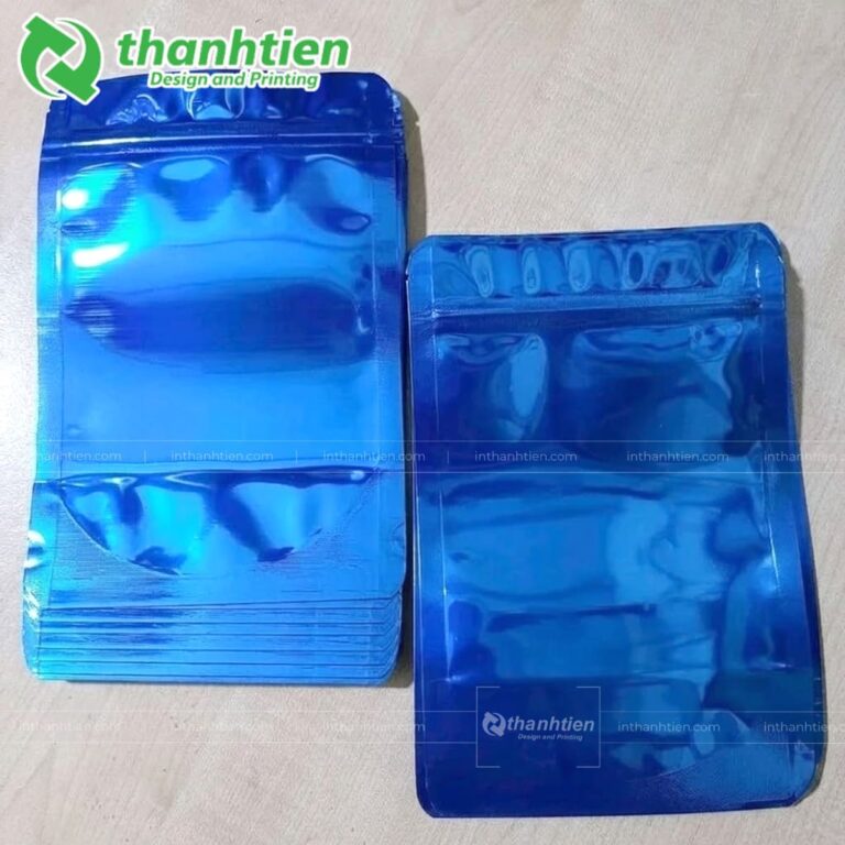 Túi zip xanh dương 1 mặt trong