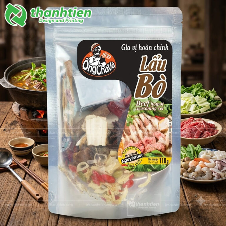 Túi zipper 1 mặt bạc đựng nước lẩu bò