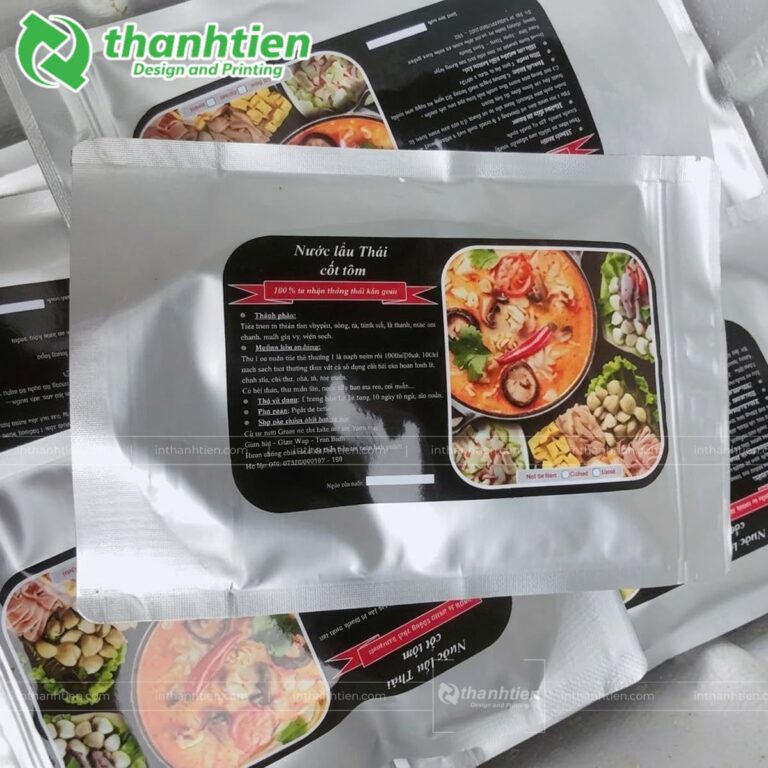 Túi zipper 2 mặt bạc đựng nước lẩu thái