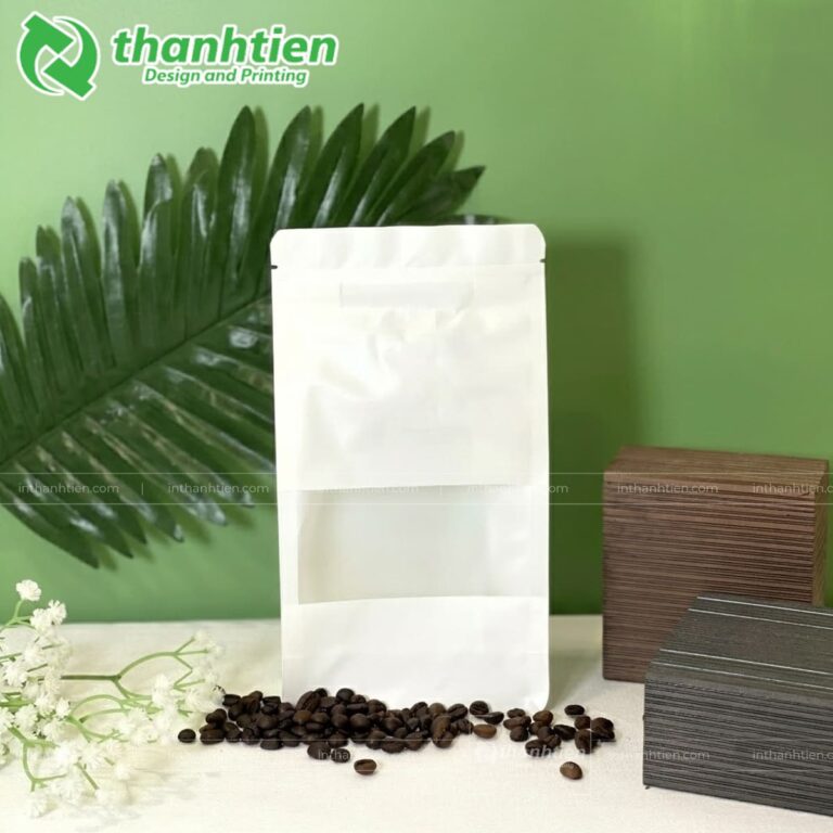 Túi zipper 8 cạnh giấy trắng