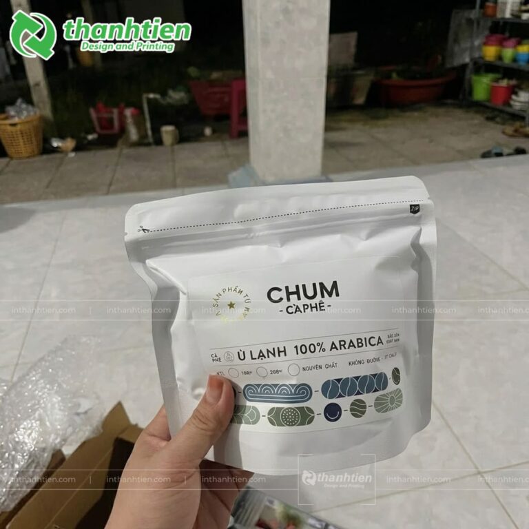 Túi zipper bạc 2 mặt đựng cà phê