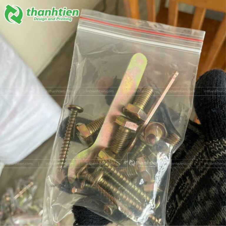 Túi zipper chỉ đỏ đựng ốc vít