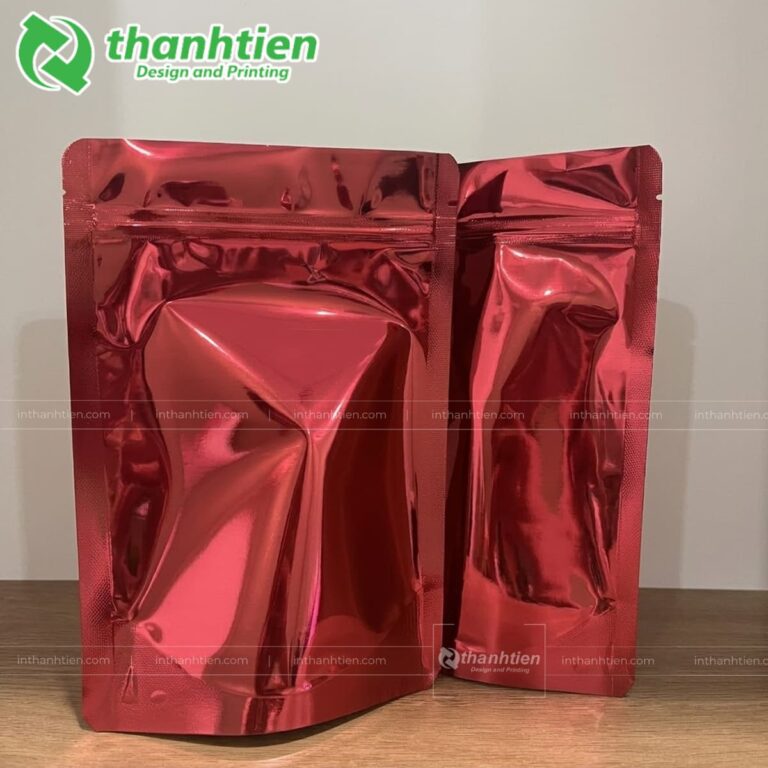Túi zipper đỏ đáy đứng