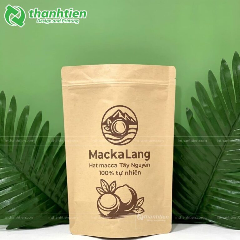 Túi zipper giấy kraft đựng hạt macca
