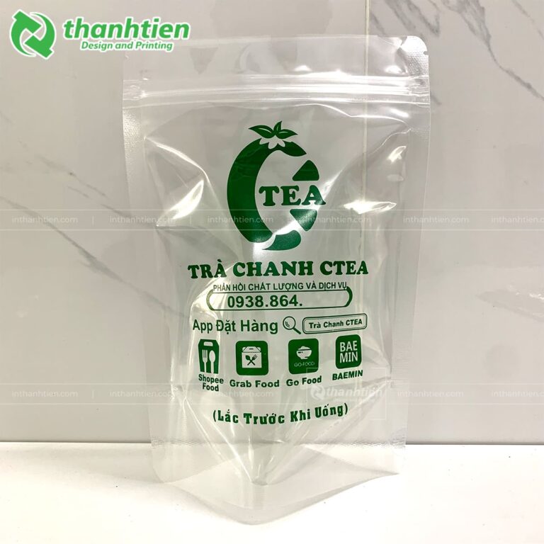 Túi zipper trong đựng trà chanh