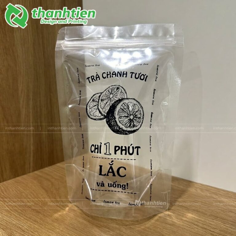 Túi zipper trong đựng trà chanh tươi