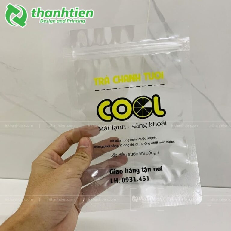 Túi zipper trong suốt trà chanh in logo