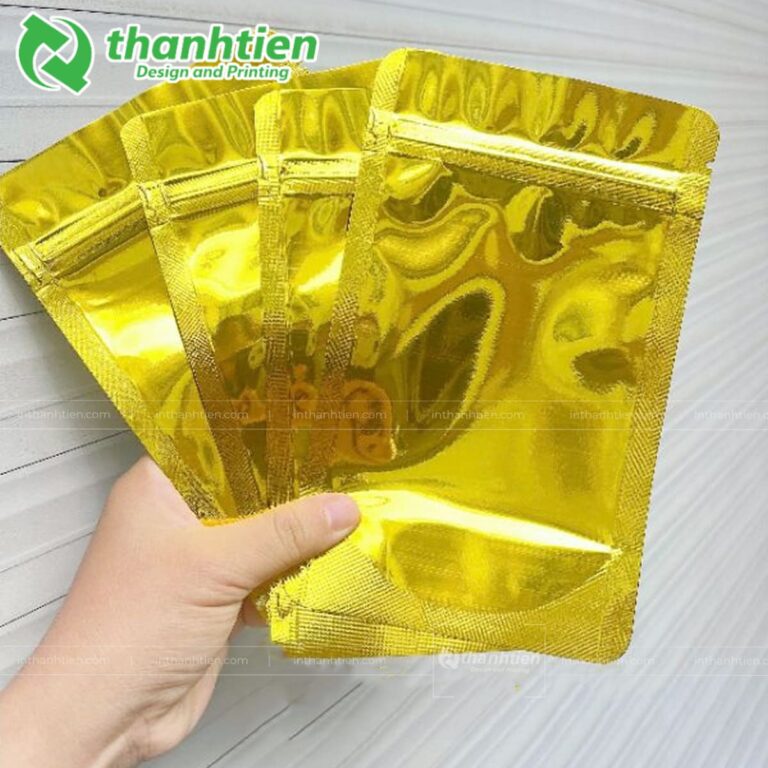 Túi zipper vàng 1 mặt trong
