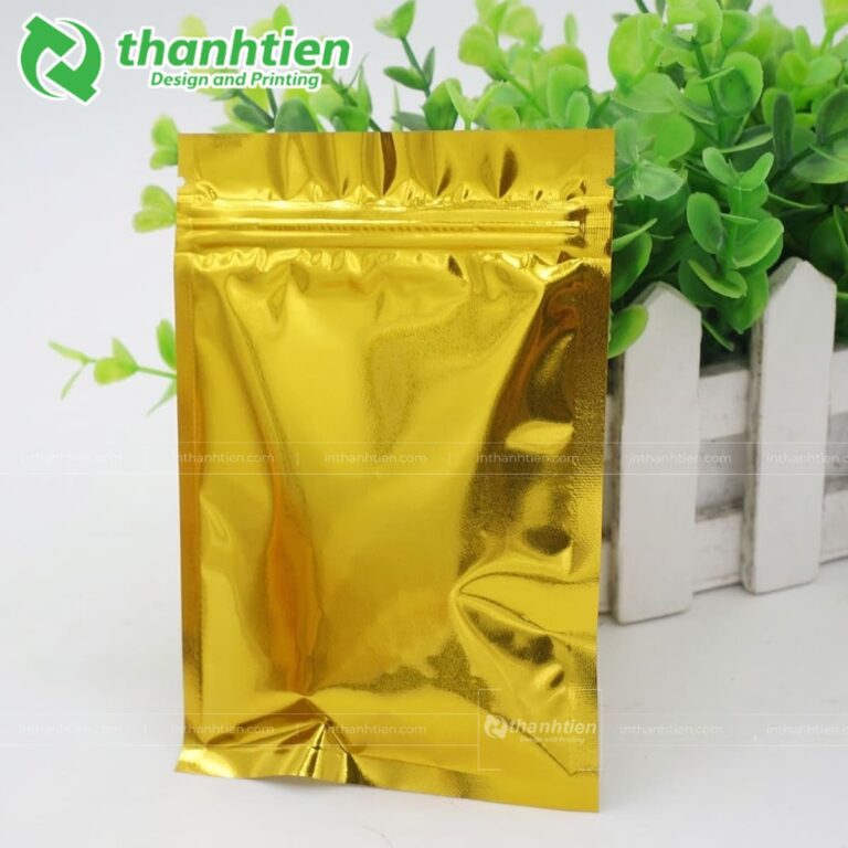 Túi zipper vàng đáy đứng