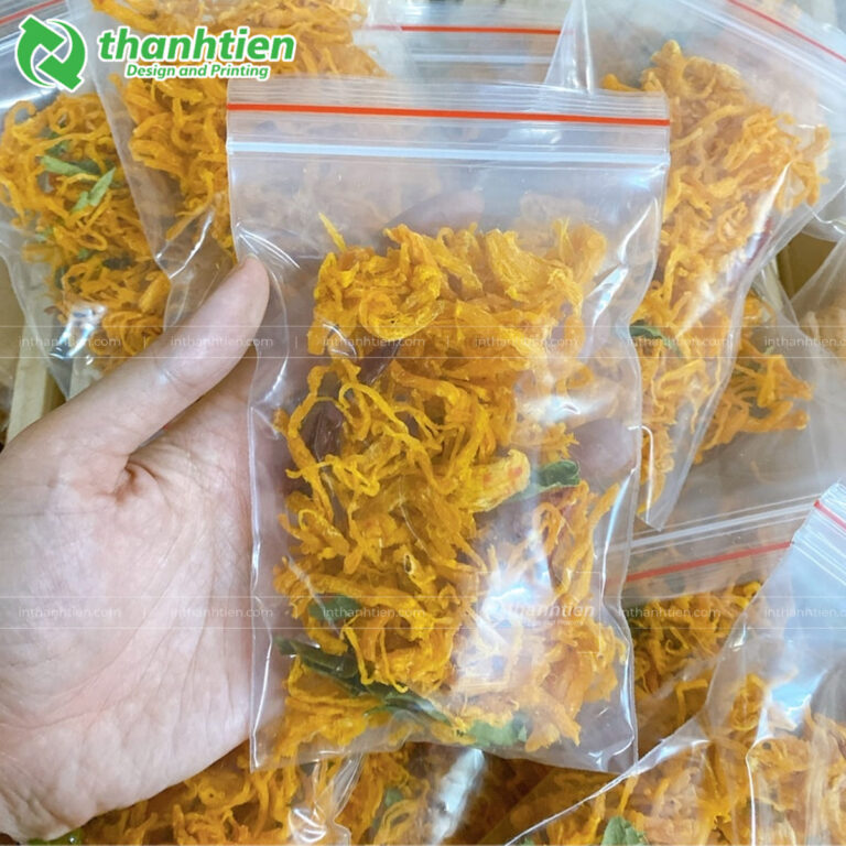 Túi zip chỉ đỏ đựng khô gà