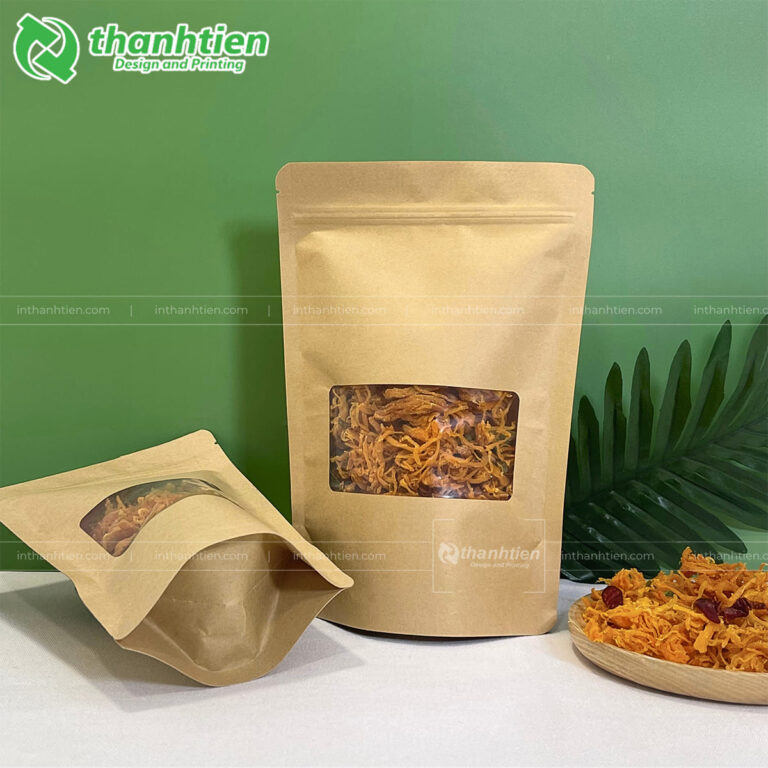 Túi zip giấy có cửa sổ đựng khô gà