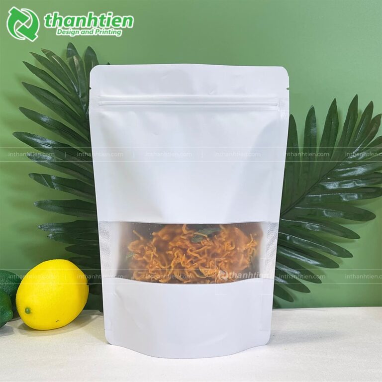 Túi zip giấy trắng đựng khô gà 