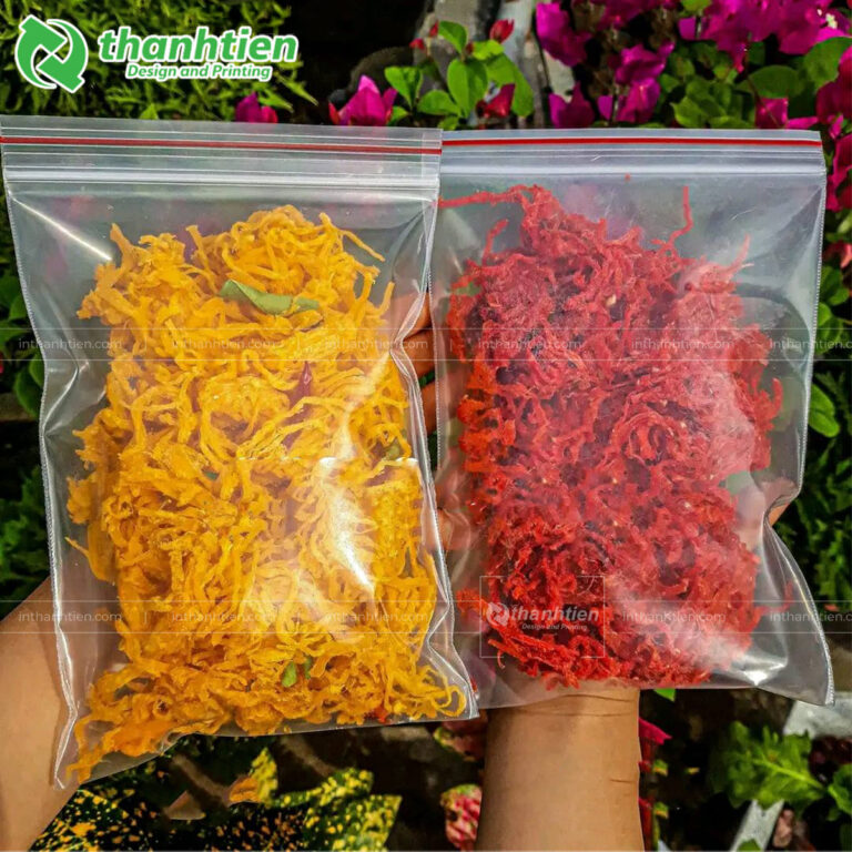 Túi zip viền đỏ đựng khô gà