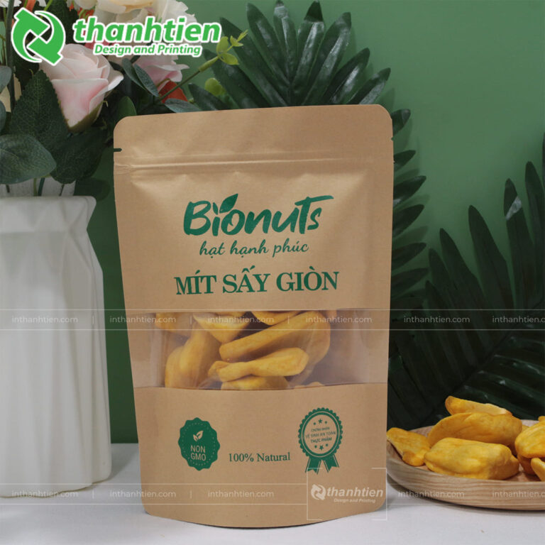 Túi zip giấy kraft đựng mít sấy giòn