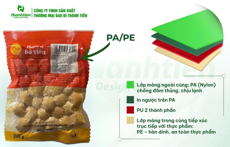 Cấu tạo bao bì bò viên PA/PE