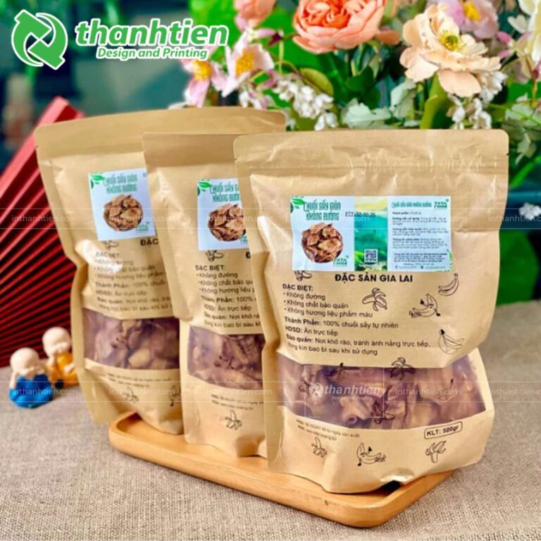 Túi zip có cửa sổ đựng chuối sấy